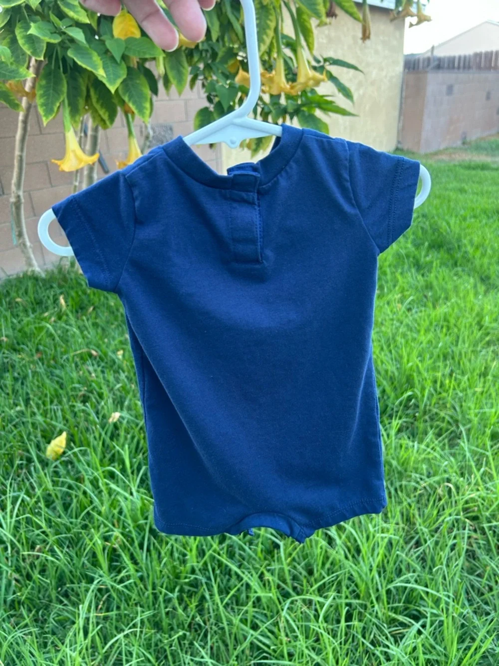 Nike Navy Short Sleeve Baby Romper with White Logo